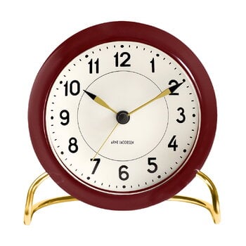 Arne Jacobsen AJ Station table clock with alarm, bordeaux, product image