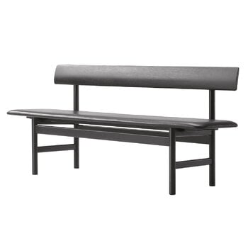 Fredericia Mogensen 3171 bench, black lacquered oak - black leather