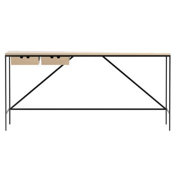 Tables de bureau, Console Cache, 152 x 56 cm, chêne - noir foncé, Naturel