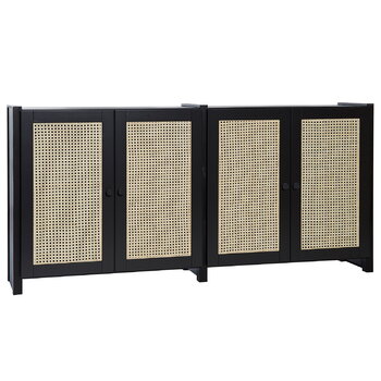 Cassettiera In Rattan 130 Cm Con 6 Cassetti – Nero, Mobile Contenitore Per Soggiorno E Camera