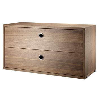 String Furniture String chest with 2 drawers, 78 x 30 cm, walnut