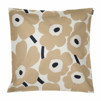 Kuddfodral, Pieni Unikko kuddfodral, 50 x 50 cm, naturvit - beige - mörkblå, Beige