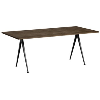 Tavoli da pranzo, Tavolo Pyramid 02, 190 x 85 cm, nero - rovere affumicato, Marrone