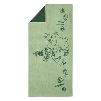 Serviettes de bain, Serviette de bain Moomin, 70 x 140 cm, Friends forever, Vert