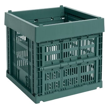 HAY Colour Crate kori, Cube, kierrätysmuovi, dark green, tuotekuva