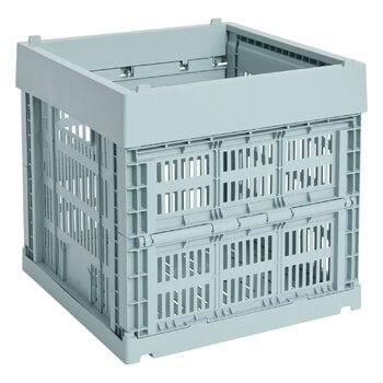 HAY Colour Crate kori, Cube, kierrätysmuovi, dusty blue, tuotekuva