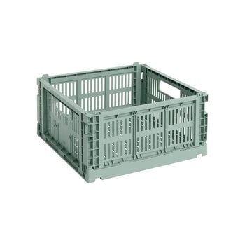 HAY Colour Crate kori, M Square, kierrätysmuovi, sage green, tuotekuva