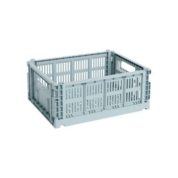 HAY Colour Crate kori, M, kierrätysmuovi, dusty blue, tuotekuva