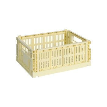 HAY Colour Crate kori, M, kierrätysmuovi, light yellow, tuotekuva