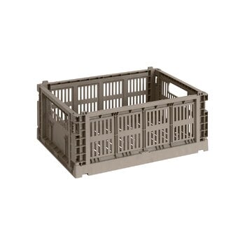 HAY Colour Crate kori, M, kierrätysmuovi, warm grey, tuotekuva