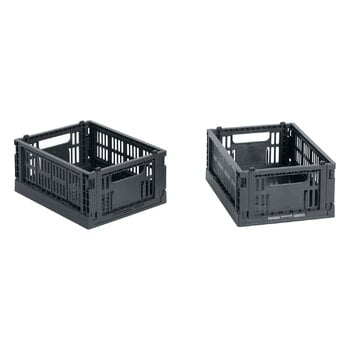 HAY Colour Crate Mini kori, kierrätysmuovi, 2 kpl, charcoal, tuotekuva