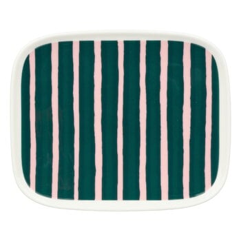 Marimekko Oiva - Piccolo plate, 15x12 cm, white - green | Finnish