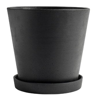 Vasi per esterni, Vaso e sottovaso Flowerpot, XXL, nero, Nero