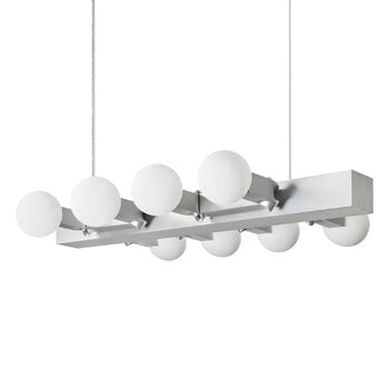 Pendant lamps, Knuckle Linear chandelier, brushed aluminum, White