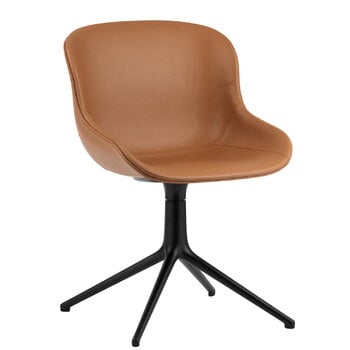 Normann Copenhagen Hyg stol, svängbar, svart - brandyfärgat Ultra-läder