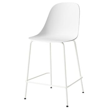 Audo Copenhagen Sedia da bar Harbour 63 cm, bianco - acciaio grigio chiaro