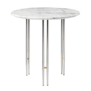 GUBI Table basse IOI, 50 cm, chrome - marbre blanc