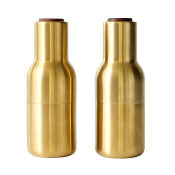 Salt & pepper, Bottle Grinder, 2 pcs, brushed brass - walnut, Gold