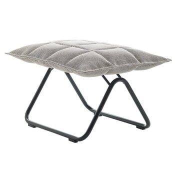 Woodnotes K ottoman, narrow, matt black tubular base, stone/black