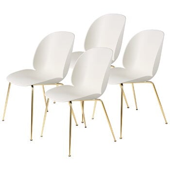 GUBI Beetle chair, brass - alabaster white, set of 4