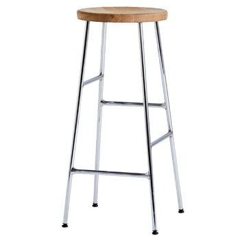 HAY Cornet bar stool, high, chrome - oiled oak