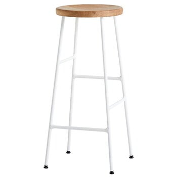 Bar stools & chairs, Cornet bar stool, high, cream white - oiled oak, White