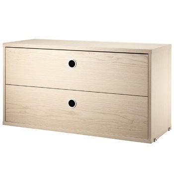String Furniture String chest with 2 drawers, 78 x 30 cm, ash 