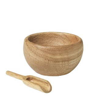 Kay Bojesen Menageri salt cellar with spoon, oak