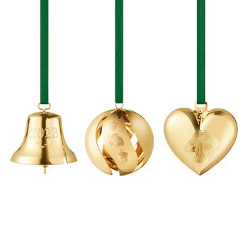Georg Jensen Collectable ornament 2023, 3 pcs, gold plated brass