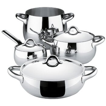 Alessi Mami cookware set, 4 pots with 3 lids