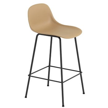 Muuto Tabouret de comptoir Fiber avec dossier, 65 cm, piétement tube, 