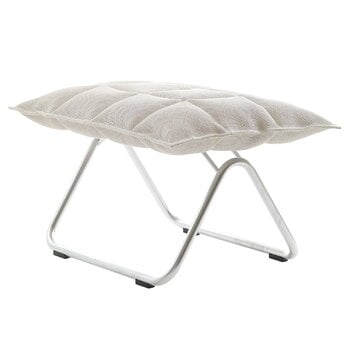 Woodnotes K ottoman, narrow, tubular base, stone/white