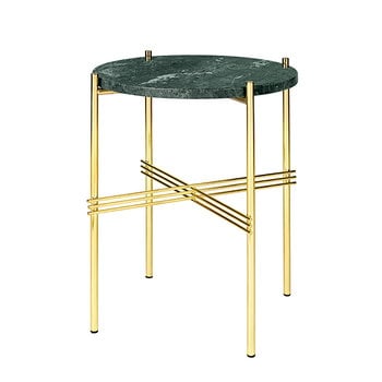 GUBI Table basse TS, 40 cm, laiton - marbre vert