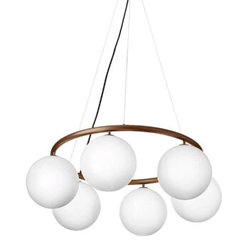 Pendant lamps, Miira 6 Circular pendant, dark bronze - opal white, White