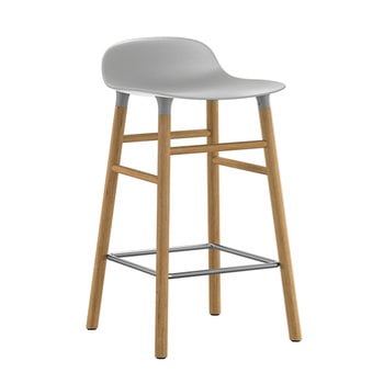 Bar stools & chairs, Form bar stool, 65 cm, grey - oak, Gray