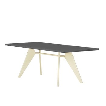 Vitra EM Table 200 x 90 cm, asphalt - Prouvé Blanc Colombe, product image