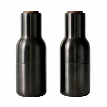 Salt & pepper, Bottle Grinder, 2 pcs, bronzed brass - walnut, Brown