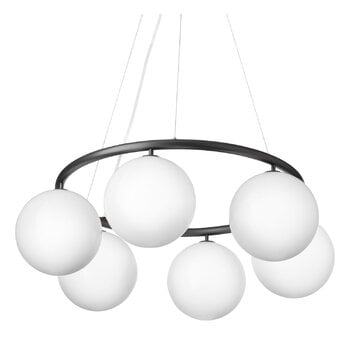 Lampade a sospensione, Lampada a sospensione Miira 6 Circular, grigio scuro - bianco opale, Bianco