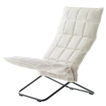 Woodnotes K chair, narrow, matt black tubular base, stone/white