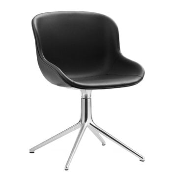 Normann Copenhagen Hyg chair, swivel, aluminium - black leather Ultra