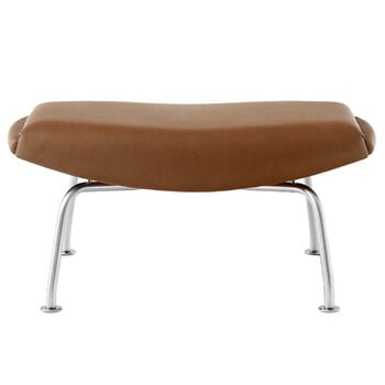 Poufs & ottomans, Wegner Ox ottoman, brushed chrome - cognac leather, Brown