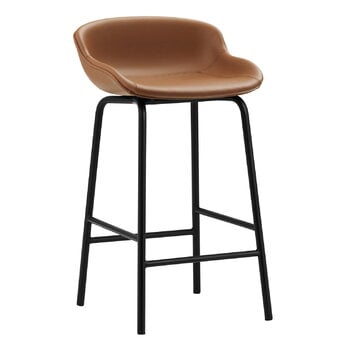 Normann Copenhagen Hyg bar stool, 65 cm, black - brandy leather Ultra