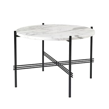 GUBI Table basse TS, 55 cm, noir - marbre blanc