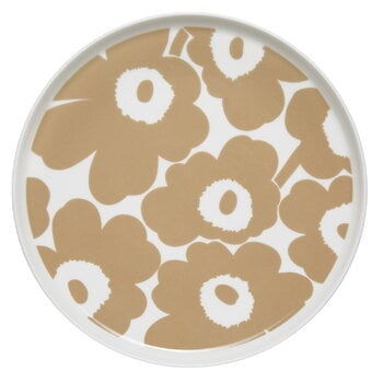 Plates, Oiva - Unikko plate 25 cm, white - beige, Beige