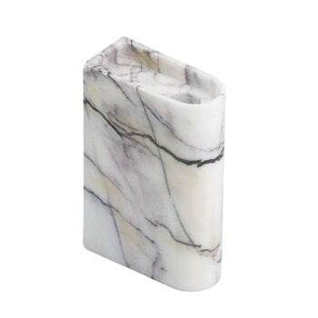 Northern Portacandela Monolith, medio, marmo bianco variegato