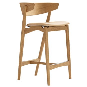 Sibast No 7 bar stool, 65 cm, white lacquered oak - honey leather