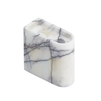 Northern Monolith candle holder, low, mixed white marble