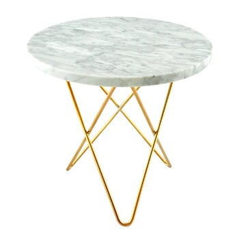 OX Denmarq Mini O table, brass - white Carrara