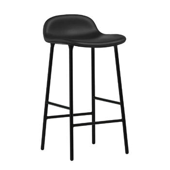 Normann Copenhagen Sgabello da bar Form, 65 cm, acciaio nero - pelle Ultra nera