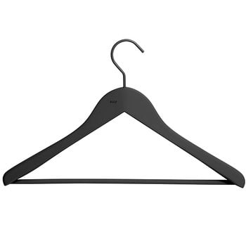 Coat hangers, Soft coat hanger with bar, wide, black, 4 pcs, Black